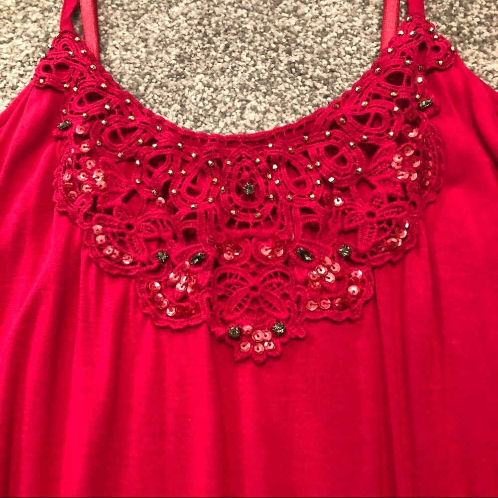 EXPRESS Pink Tank Spaghetti Rhinestone Adjustable - Picture 9 of 11